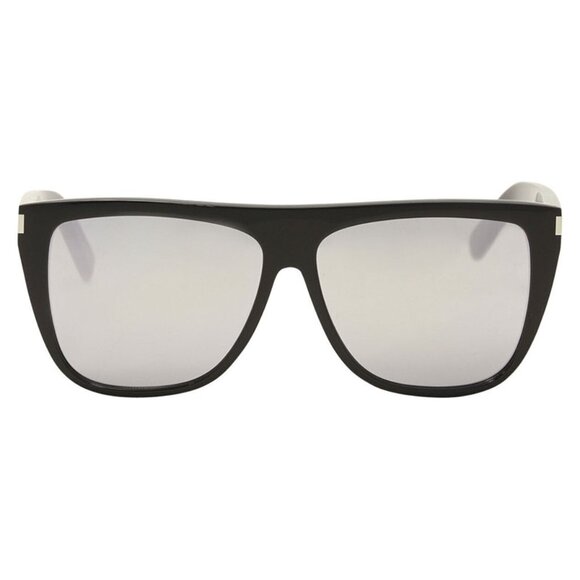 NEW SAINT LAURENT SHIELD SUNGLASSES, SAINT LAURENT BLACK SILVER MIRROR - Picture 3 of 4